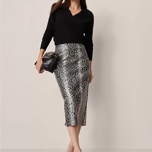 Ann Taylor Snake Print Midi Skirt
